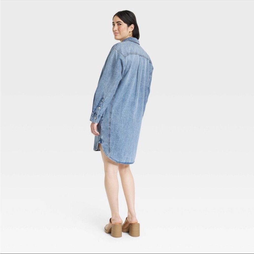 NWT, Universal Thread Long Sleeve Mini Shirt Denim Dress, Size XS - Picture 3 of 3